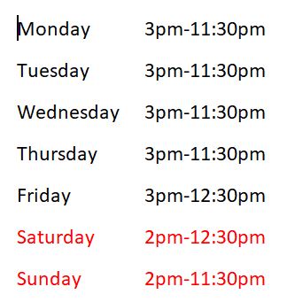 New Hours
